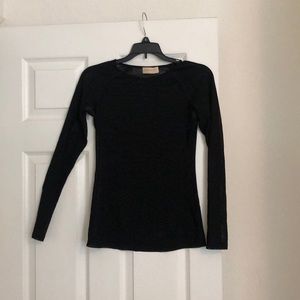 Sheer Black Long Sleeve Top - Size M